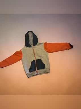 Fruit of the Loom GUC Kids Colorblock Hoodie Jacket - Gray, Orange & Black